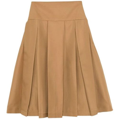 Brown Ochre Mid-Length Pleated Layan Skirt - Größe 4 - ABADIA - Modalova