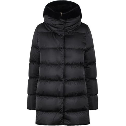 Eco Fur Double Front Down Jacket - Größe 40 - schwarz - Herno - Modalova