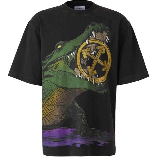 Crocodile Cotton T-shirt - Größe L - Off-White - Modalova