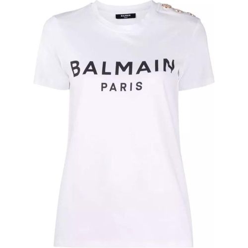 Paris Logo T -Shirt Print White - Größe M - white - Balmain - Modalova