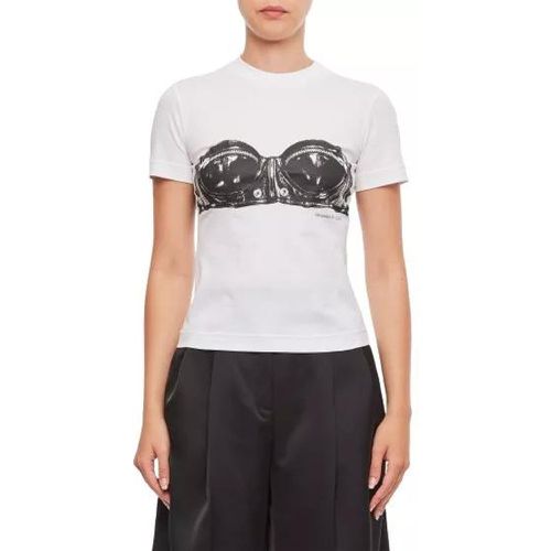 Bustier Print Jersey T-Shirt - Größe 42 - white - alexander mcqueen - Modalova