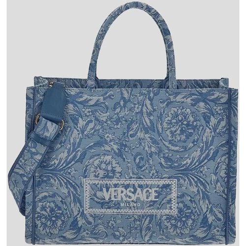 Totes - Large Jacquard Shopper Bag - Canvas - Blue - Gr. unisize - in - für Damen - Versace - Modalova