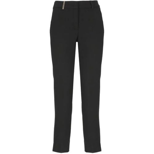 Pants With Leather Detail - Größe 38 - schwarz - PESERICO - Modalova