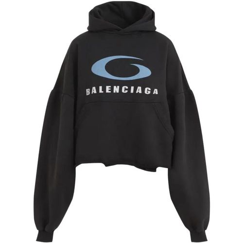 Black Cotton Cropped Hoodie - Größe 1 - Balenciaga - Modalova