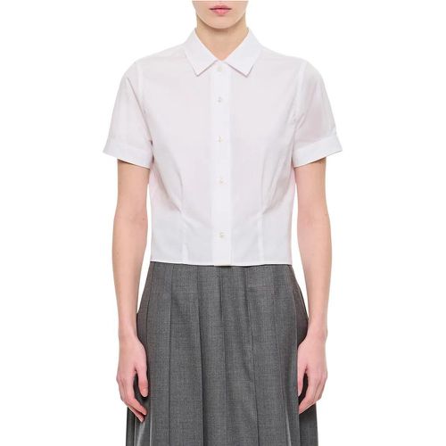 Short Sleeve Tucked Blouse In Poplin - Größe 38 - Thom Browne - Modalova