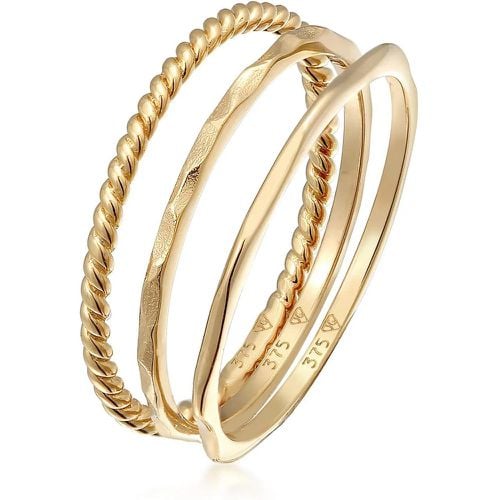 Ringe - Ring Stapelringe Stacking Bandring 3er Set 375 Gel - Gr. 56 MM - in - für Damen - Elli - Modalova