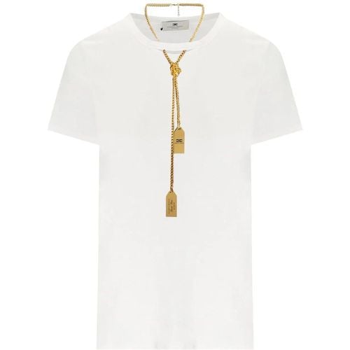 WEISSES T-SHIRT MIT KETTE - Größe 38 - Elisabetta Franchi - Modalova