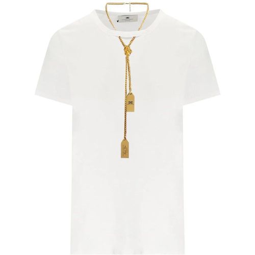 WEISSES T-SHIRT MIT KETTE - Größe 42 - Elisabetta Franchi - Modalova