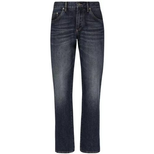 Navy Blue Straight Leg Jeans - Größe 46 - Dolce&Gabbana - Modalova