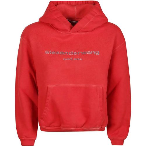 Glitter Puff Logo Bi-color Shrunken Sweatshirt Red - Größe XS - alexander wang - Modalova