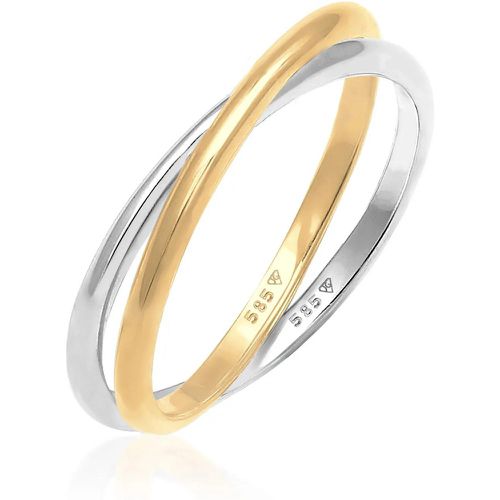 Ringe - Ring Wickelring Bi-Color Zeitlos 585 Gelbgold Weiß - Gr. 52 MM - in - für Damen - Elli - Modalova