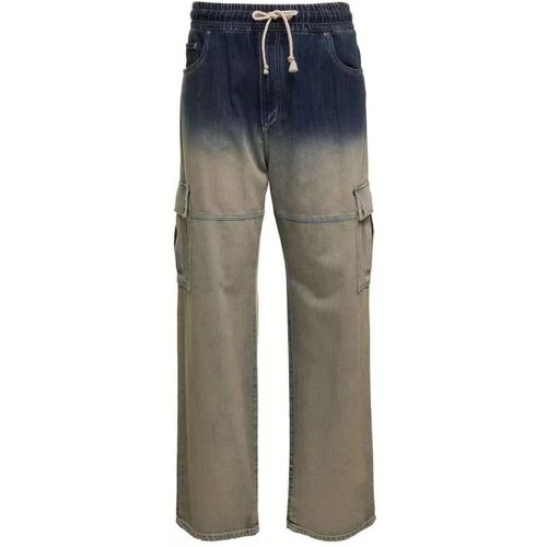 Blue And Beige Cargo Trousers With Logo Plaque And - Größe 50 - blue - Dolce&Gabbana - Modalova