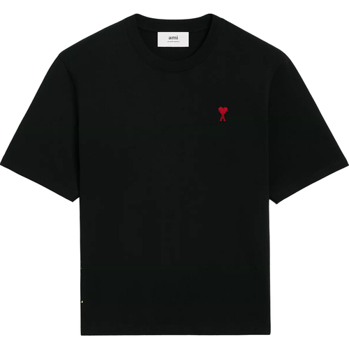 T-Shirt mit rotem Ami De Coeur Logo - Größe XS - black - AMI Paris - Modalova