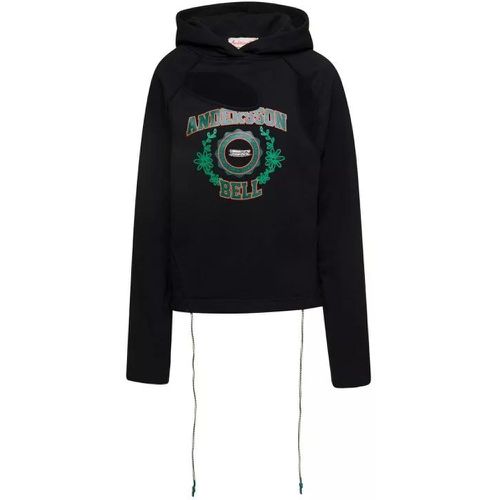 Black Hoodie With Cut-Out Detail And Logo On The F - Größe S - black - Andersson Bell - Modalova
