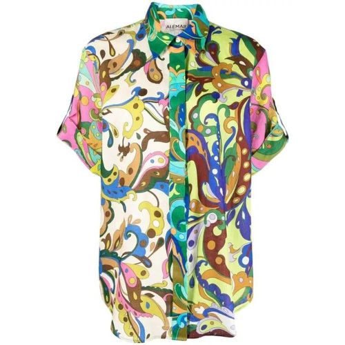 Yvette Floral-Print Linen Shirt - Größe 12 - white - Alemais - Modalova