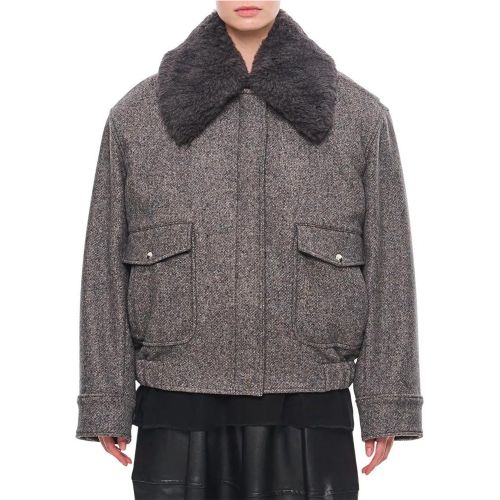 Teddy Wool Trimmed Zipped Jacket Unlined - Größe 38 - Stella Mccartney - Modalova