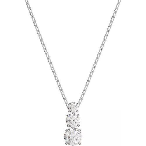 Halskette - Attract Trilogy Necklace Round cut Rhodium plated - Gr. unisize - in Silber - für Damen - Swarovski - Modalova