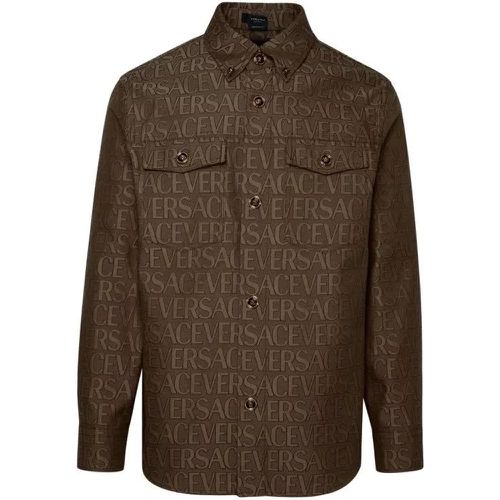 Beige Cotton Blend Shirt - Größe 48 - brown - Versace - Modalova