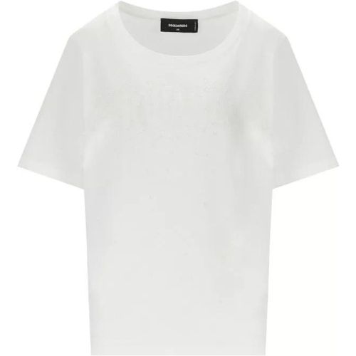 Easy Fit White T-Shirt With Rhinestones - Größe M - white - Dsquared2 - Modalova