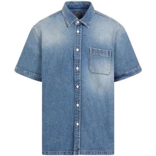 Indigo Blue Cotton Short Sleeve Shirt With Pocket - Größe M - blue - Givenchy - Modalova