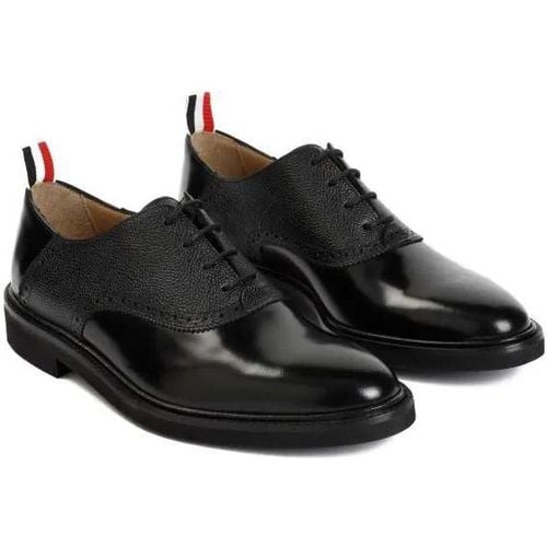 Loafers & Ballerinas - Black Leather Saddle Shoes - Gr. 11 - in - für Damen - Thom Browne - Modalova