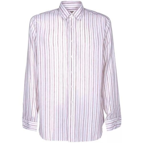 Stripe Cotton And Linen Shirt - Größe L - white - Lardini - Modalova