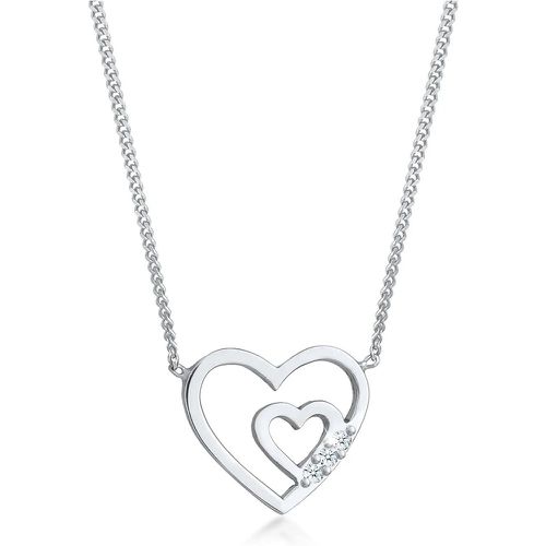 Halsketten - Halskette Herzen Offen Liebe Diamant (0.045 ct.) 9 - Gr. unisize - in Silber - für Damen - Elli - Modalova