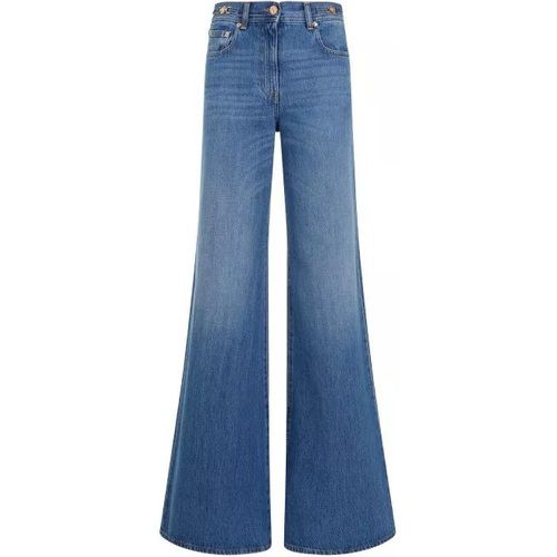 Medium Blue Cotton Flared Denim Stone Wash Jeans - Größe 27 - blue - Versace - Modalova