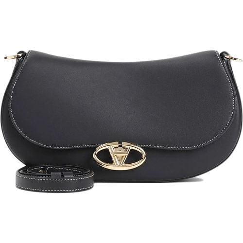 Shopper - Small Saddle Black Calf Leather Shoulder Bag - Gr. unisize - in - für Damen - Valentino - Modalova