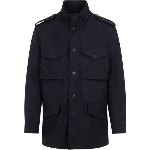 Blue Dark Ink Wool Tech Field Jacket - Größe M - Dunhill - Modalova