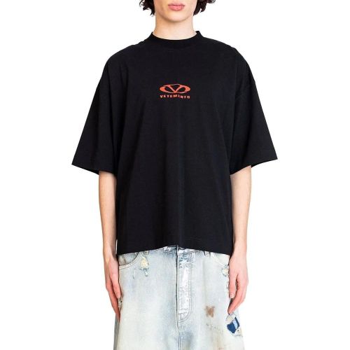 OVAL LOGO CROPPED BOXY T-SHIRT BLACK/RED - Größe L - Vetements - Modalova