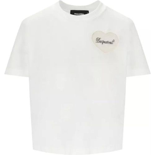 Boxy Fit Heart White T-Shirt - Größe M - white - Dsquared2 - Modalova