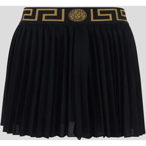 Black Mini Skort With Medusa Logo In Stretch Polya - Größe L - Versace - Modalova