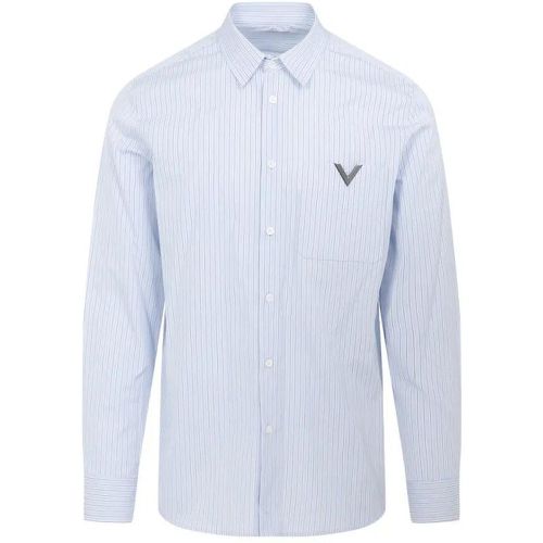 Regimental Light Blue And White Cotton Shirt - Größe 40 - blau - Valentino - Modalova