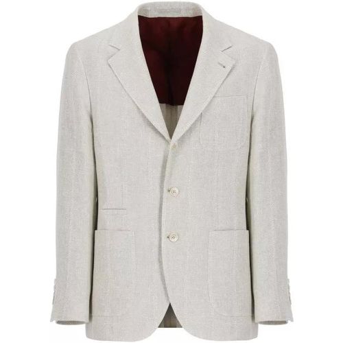 Linen Blend Jacket - Größe 50 - gray - BRUNELLO CUCINELLI - Modalova