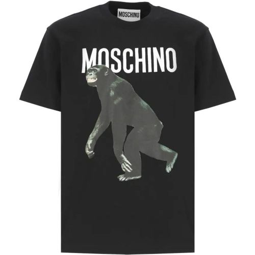 Black Cotton T-Shirt - Größe L - Moschino - Modalova