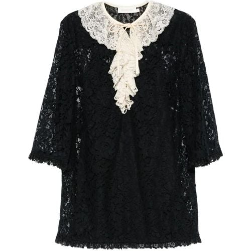 Black/Cream White Semi-Sheer Lace Dress - Größe 2 - Zimmermann - Modalova