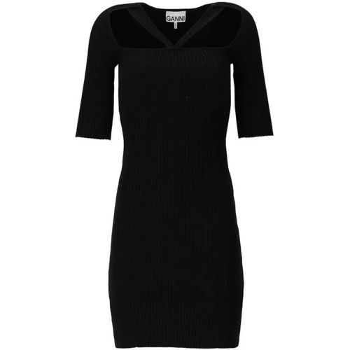 Black Cut-Out Ribbed Dress - Größe M - black - Ganni - Modalova
