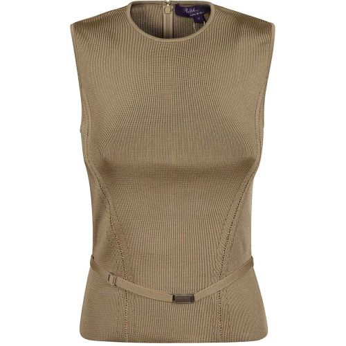 Sesame Beige Sleeveless Crew Neck Top - Größe M - Polo Ralph Lauren - Modalova