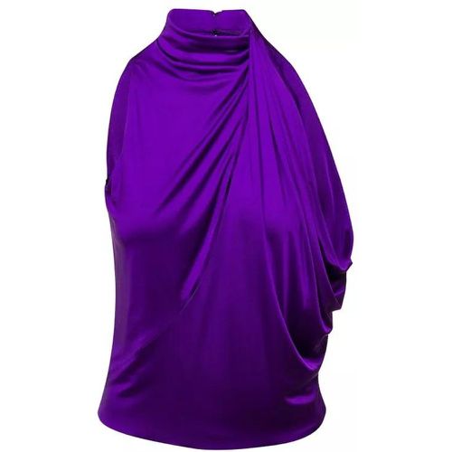 Purple Halterneck Top With Diagonal Cut-Out In Vis - Größe 40 - purple - Versace - Modalova