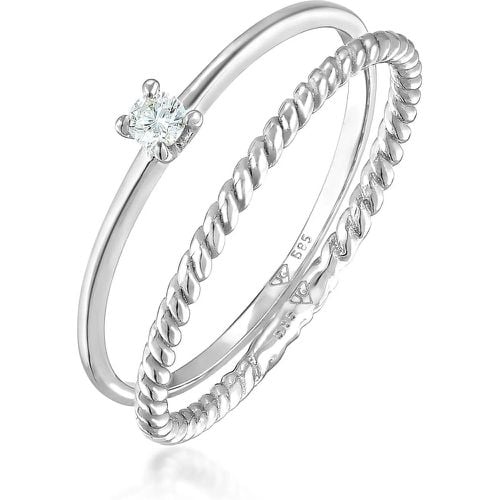 Ringe - Ring Diamant (0.06 ct) Solitär Bandring 585 Weißgo - Gr. 54 MM - in Silber - für Damen - Elli - Modalova