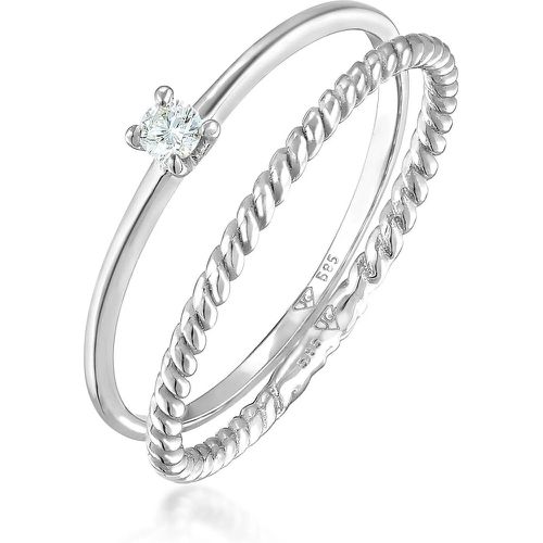 Ringe - Ring Diamant (0.06 ct) Solitär Bandring 585 Weißgo - Gr. 52 MM - in Silber - für Damen - Elli - Modalova