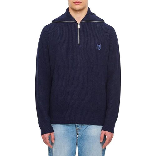 Bold Fox Head Patch Half Zip Ribbed Jumper - Größe L - Maison Kitsune - Modalova