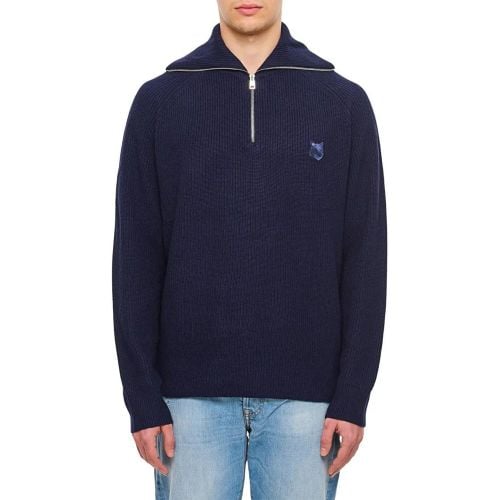 Bold Fox Head Patch Half Zip Ribbed Jumper - Größe S - Maison Kitsune - Modalova