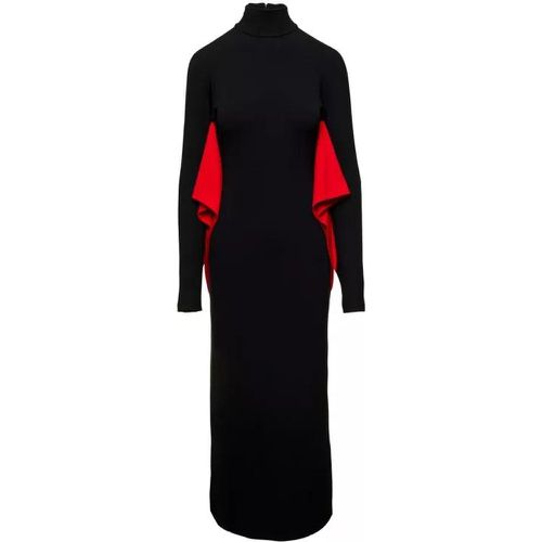 Long Black Dress With Batwing Sleeves With Contras - Größe 38 - black - Salvatore Ferragamo - Modalova