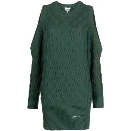 Cold-Shoulder Knitted Dress - Größe S - green - Ganni - Modalova