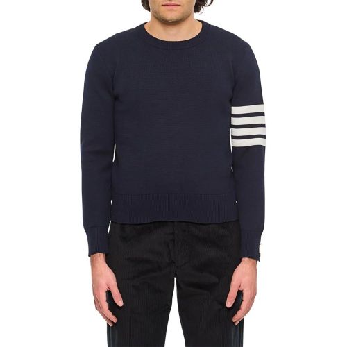 Blue Crew Neck Pullover Bar - Größe 1 - Thom Browne - Modalova