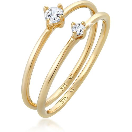 Ringe - Ring Topas Solitär Stapelring 2er Set 375 Gelbgold - Gr. 52 MM - in - für Damen - Elli - Modalova