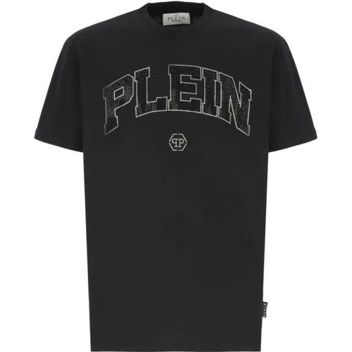 Balck Logoed T-Shirt - Größe L - Philipp Plein - Modalova