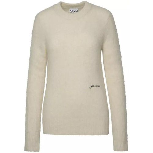 Ivory Brushed Alpaca Sweater - Größe L - Ganni - Modalova